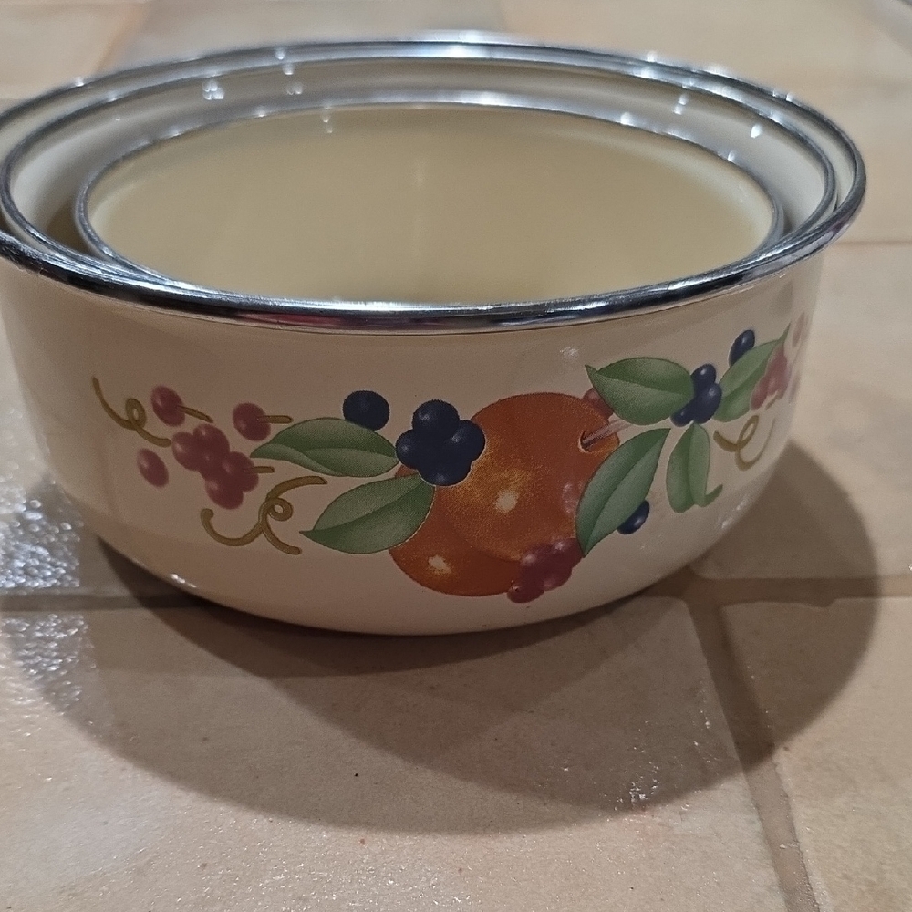 Corning Coordinates Decorative Fruit Pattern Bowls Lot Of 3